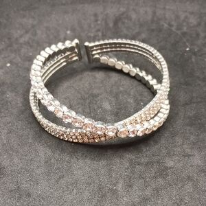 Silver Twisted Layer Rhinestone Bracelet